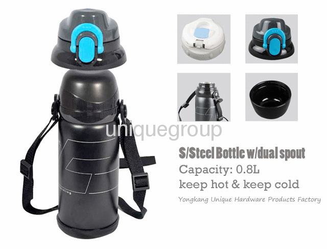800ml Stainless Steel Sport Bottle w/doal spout 