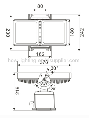 50W Aluminium LED Flood Light IP65 with 2 adjustable Panels