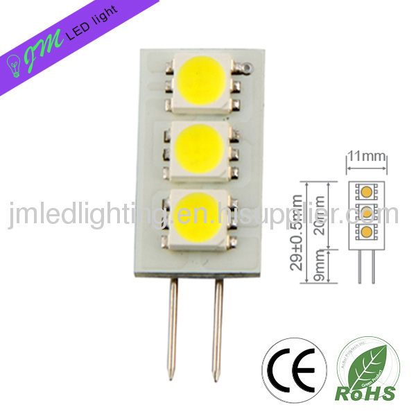 mini g4 led light 3smd 0.6w 50lm ac/dc 12v