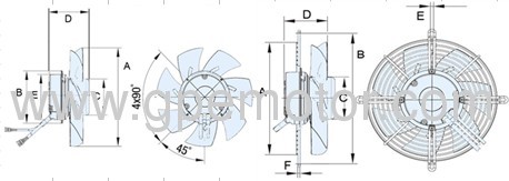 450 EC Axial Fan 115V with high static pressure for air curtains-W3G450
