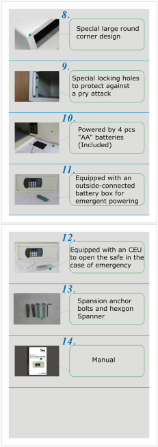 2012 newly LED electronic hotel can safe box