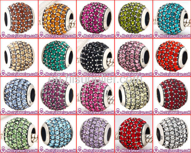 Platinum Plated Copper european Crystal Pave Metal Beads Cheap