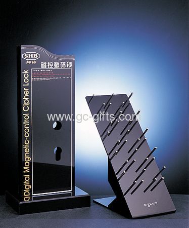 Acrylic cosmetic display stand with black thick base