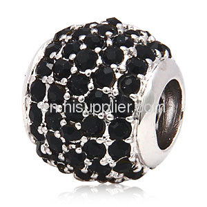 Large Hole European Pave Light Black Crystal european Beads Wholesale