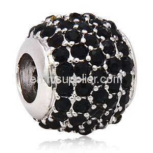 Large Hole European Pave Light Black Crystal european Beads Wholesale