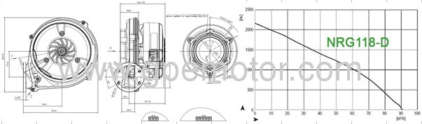 Gas heater 24V 118 EC Fan Blower with integrated electronics