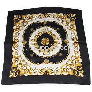 Wholeslae Small Black BorderFloral Pattern Square Silk Scarf