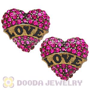 Vintage Style Crystal Heart LOVE Stud Earrings Wholesale