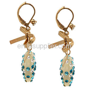 Wholeslae Cute Korean Style Crystal Drop Earrings With aBowknot Cheap