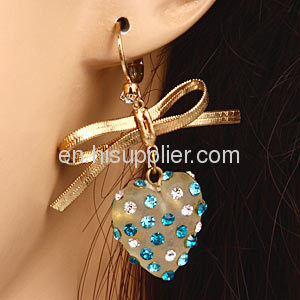 Wholeslae Cute Korean Style Crystal Drop Earrings With aBowknot Cheap