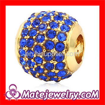 European Pave Blue Crystal Beads For european Bracelets