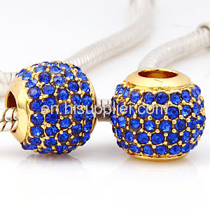 European Pave Blue Crystal Beads For european Bracelets