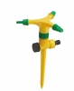 Plastic 3-arm water rotary sprinkler with plastic spike