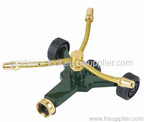 3 arm brass rotary sprinkler with zinc alloy base