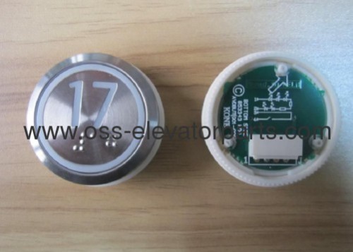 Round push button with braille silver cover 