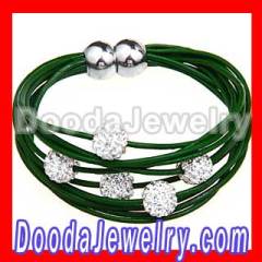 Wholesale Shamballa Leather Bracelet with Swarovski Crystal