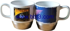 2013 new ceramic coffee mug with stainless steel base