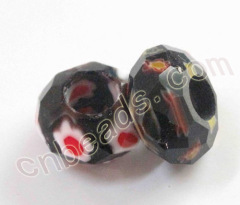 Chinese cut large hole millefiori glass beads