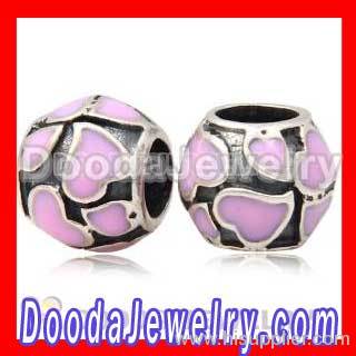 925 Sterling Silver Enamel Pink Hearts european Valentine Charm 2013