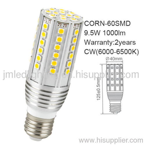 e27 led corn light 9.5w 1000lm 60smd aluminium