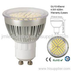 gu10 led light 4.5w 420lm 60smd