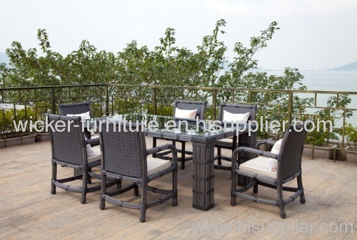 Outdoor wicker dining table