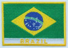 Custom 100% twill Brazil national embroidered flag patches, hot cut border,iron on backing