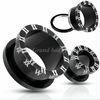 Black Anodized 18mm, 20mm, 22mm Screw Cut Body Piercings Jewelry / Flesh Tunnel Plugs