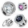 Steel Zirconia Star CZ Stone 3mm Eyelets Body Piercings Jewelry / Flesh Tunnel Plugs Without Tags