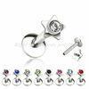 Gem Star Top Internally Threaded Stainless Steel Lip Studs Labret Monroes Jewelry, Non - Allergic