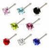 Round Prong Set Zircon 316l Surgical Stainless Steel Nose Ring Jewelry / Nose Stud Without Tags