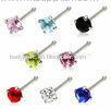 Round Prong Set Zircon 316l Surgical Stainless Steel Nose Ring Jewelry / Nose Stud Without Tags