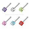 Square Gem Piercing 316l Surgical Stainless Steel Nose Ring Jewelry / Nose Studs For Wedding