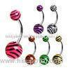 Zebra Skin Surgical Stainless Steel Uv Acrylic Button Belly Piercing Rings For Anniversary