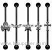 Black PVD Men, Guy Non - Allergic Attached Skull Industrial Barbells Jewelry Without Tags