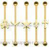 Skull Unisex Tongue Ring Piercing Titanium Gold Plating Industrial Barbells For Engagement