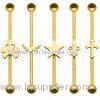 Skull Unisex Tongue Ring Piercing Titanium Gold Plating Industrial Barbells For Engagement