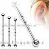 14g Triple Notched Ball Screw Industrial Barbells Jewelry / Tongue Ring Piercing For Party