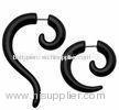 Women, Ladies Ear Non - Allergic UV Acrylic Black Spiral Fake Plug Earrings For Party, Wedding