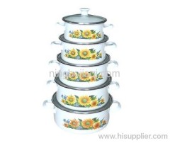 5pcs flowers enamel bowl set