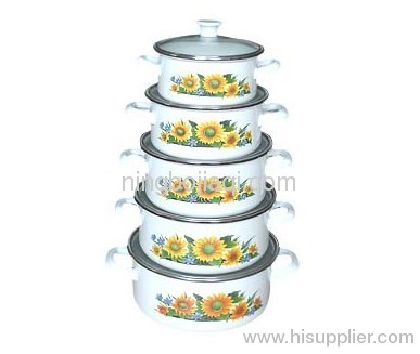 5pcs flowers enamel bowl set