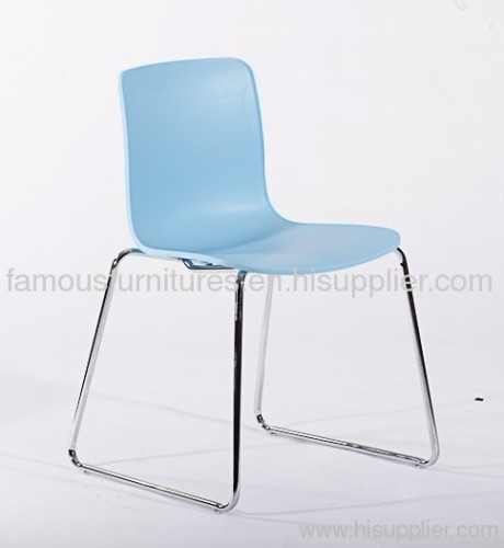 PP chrome steel base stackable ergonomic seating hal sled base side chairs