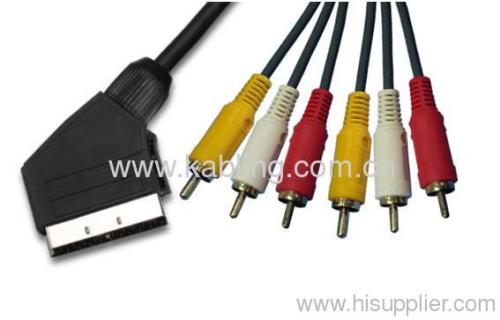 Scart Cable Scart Plug to 3 RCA Plug