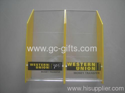 western union 2 tiers DL brochure holders made of acrylic