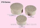Linen Fabric Wrapped Round Shape Paper Gift Box, Gift Packaging Boxes With Printed Logo