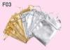 Customized Gold / Silver Metallic Satin Drawstring Jewelry Pouch / Pouches