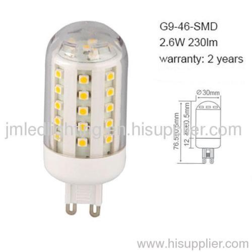 2.6w g9 led bulb light 230lm plastic