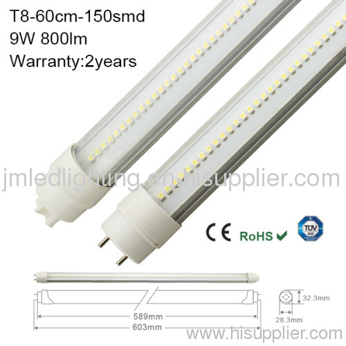 9w t8 led tube light 800lm aluminium 60cm