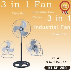 Stand fan, table fan, wall fan in 1 transformer fan 70W
