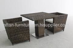 Restaurant furniture PE WICKER dining furniture square table and chair flower weaving